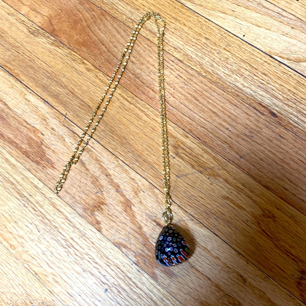 Brinker & Eliza murano glass black and gold long chain